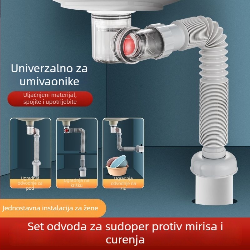 ABS odvod za umivaonik ispod umivaonika, P-krivina, preklopni poklopac, lagani luksuz stil, model 001, univerzalan