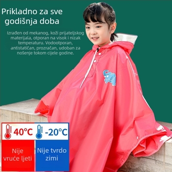 Dječji kišni pončo za vožnju bicikla s kapuljom, PVC tkanina, tanak stil, PU vodonepropusni sloj