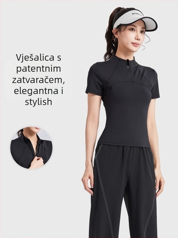 Ženski set za vanjsko trčanje – prozračni oblikujući fitness komplet, proljeće-jesen, Gornji dio 88% poliester, Donji dio 94% poliester, Podstava: spandeks (Gornji 12%, Donji 6%), Proljeće 2025