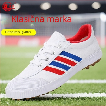 Nogometne tenisice za travu – lagane, prozračne, otporne; platneni gornji dio, vulkanizirana gumena potplat, vezanje, niski profil.