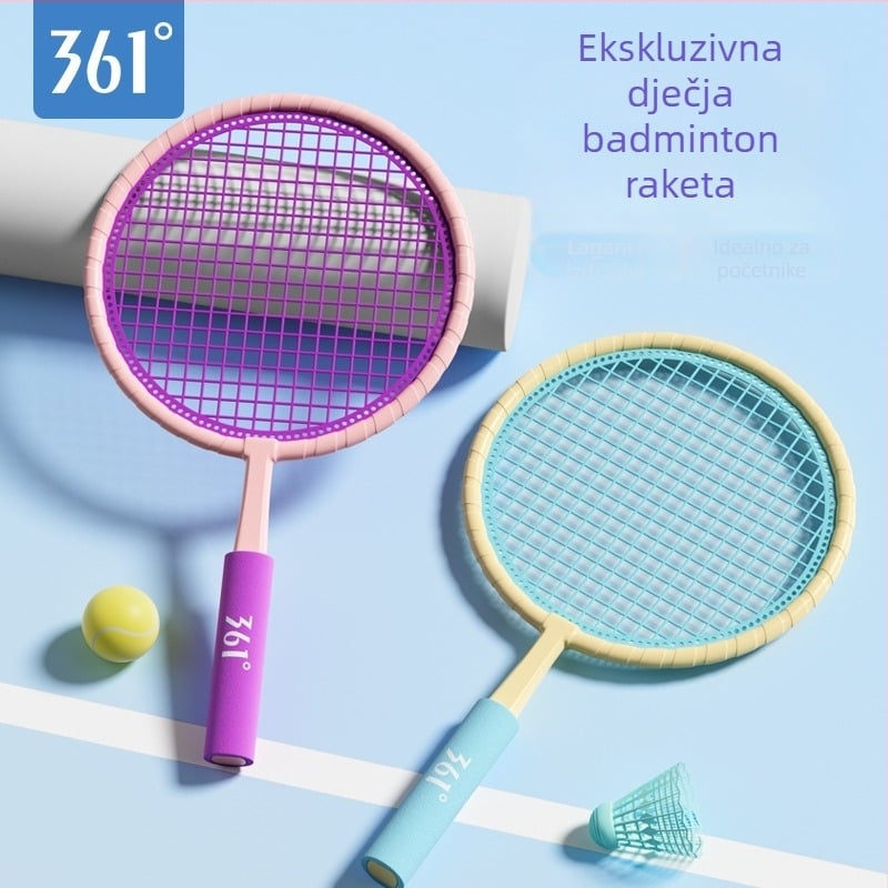 Dječja badminton raketa - ultra lagana ABS konstrukcija, težina 95–100 g, tip reketa: ravni, debljina drške: G1