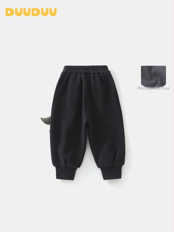 Dječje sportske hlače s flisom, unisex, elastijski pojas, otvorena prepona, 51% poliester, 47% pamuk, 2% elastan