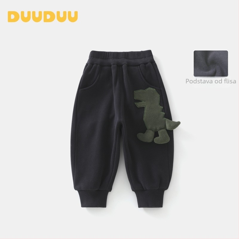 Dječje sportske hlače s flisom, unisex, elastijski pojas, otvorena prepona, 51% poliester, 47% pamuk, 2% elastan