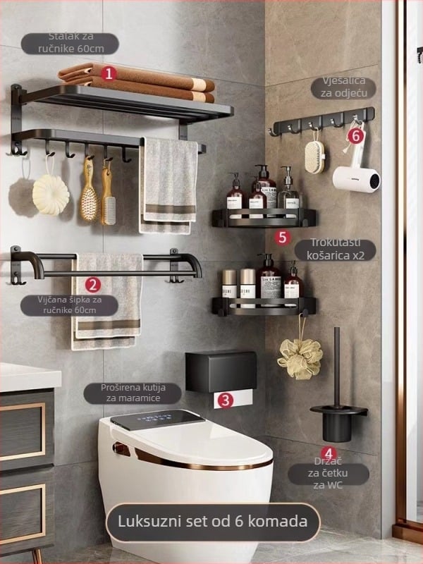 Zidni kupaonski regal za odlaganje s držačem ručnika - nehrđajući čelik, nosivost 30 kg, jednoslojni, model 300, završna obrada pečenim premazom