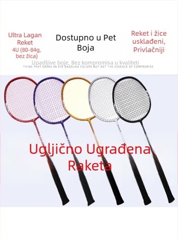 Speke badminton reketa od karbonskih vlakana – ultra lagan, profesionalna ofenzivna verzija, ravna glava, težina 80–84 g, držač G5, Fiber Silk žice
