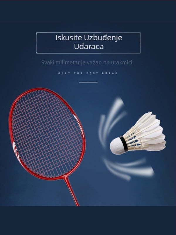 Speke badminton reketa od karbonskih vlakana – ultra lagan, profesionalna ofenzivna verzija, ravna glava, težina 80–84 g, držač G5, Fiber Silk žice