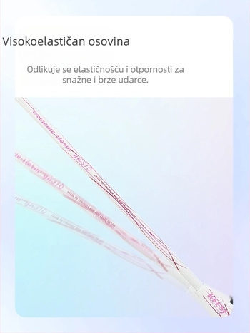 Raketa za badminton – okvir od karbonskih vlakana, težina 85–89 g, direktan udarac, pogodna za početnike