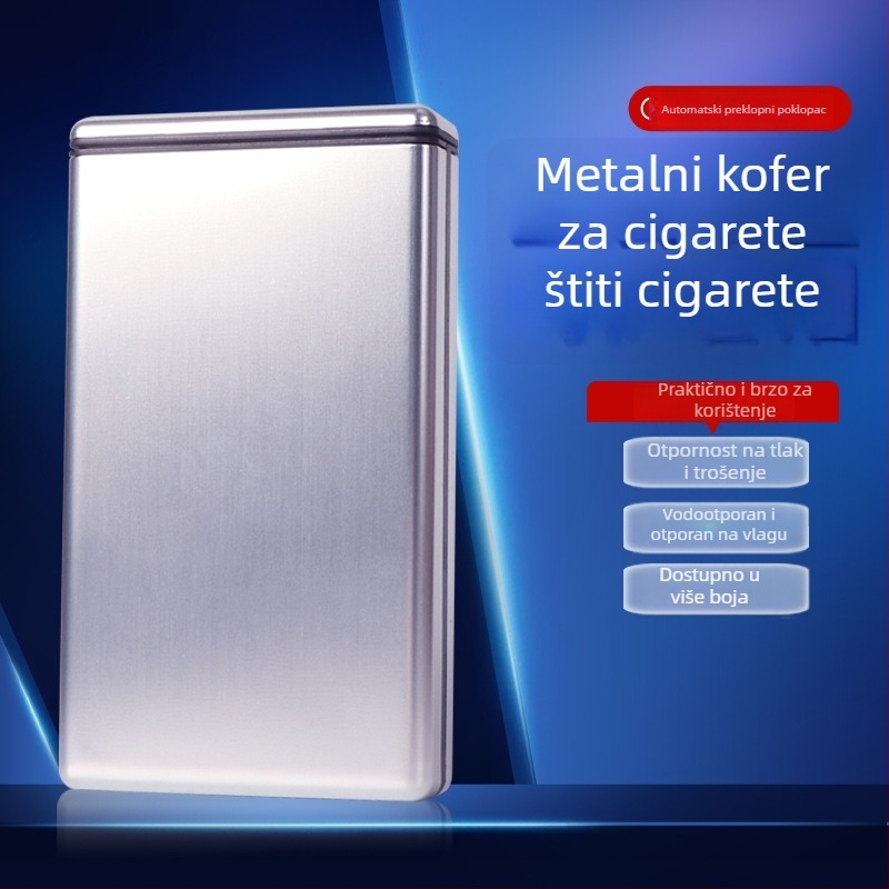 Metalni držač cigareta, ultra-tanki, klizni poklop, 20 komada, moderni minimalistički stil