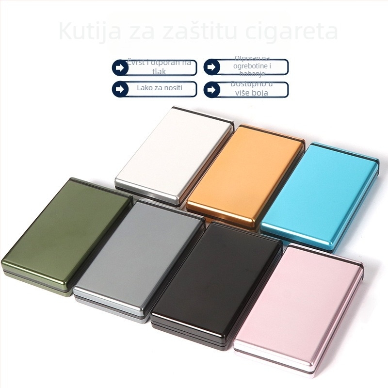 Metalni držač cigareta, ultra-tanki, klizni poklop, 20 komada, moderni minimalistički stil