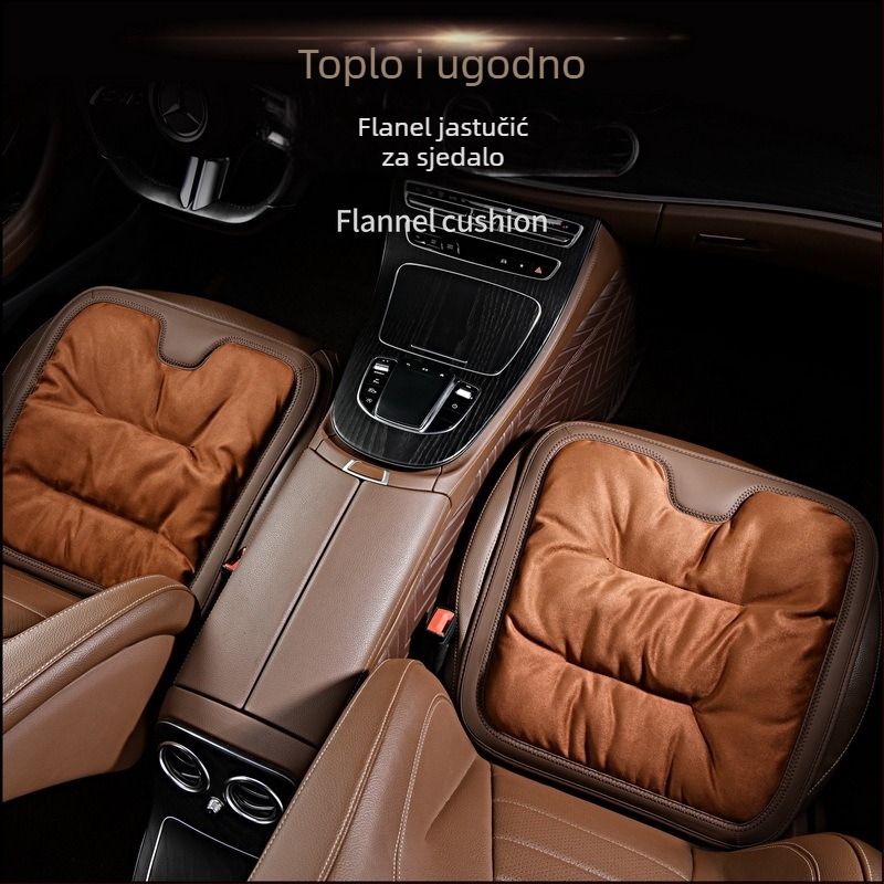 Jastučić za sjedalo automobila - površina: vunasta pletena tkanina; punilo: flanel pamuk; zima; set od više komada