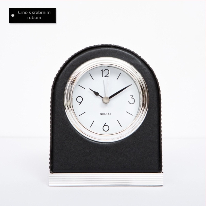 Noćni budilnik za hotelsku sobu s PU kožnim kućištem, Seiko mehanički pogon, LED zaslon s analognim i digitalnim prikazom, noćno osvjetljenje, kronograf, 24-satno prikazivanje