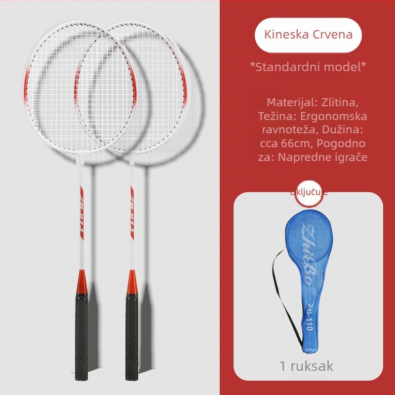 Reket badminton s Ferroalloy okvirom, nylon strunama, za početnike i juniore, umjerena tvrdoća šipke, pogodna za fitness i trčanje