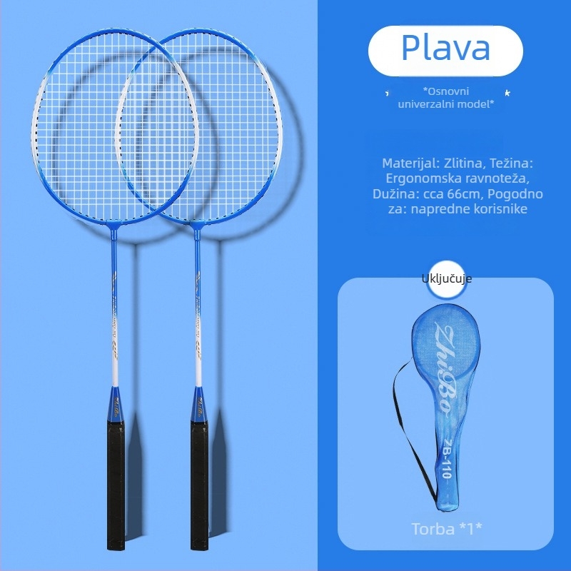Reket badminton s Ferroalloy okvirom, nylon strunama, za početnike i juniore, umjerena tvrdoća šipke, pogodna za fitness i trčanje