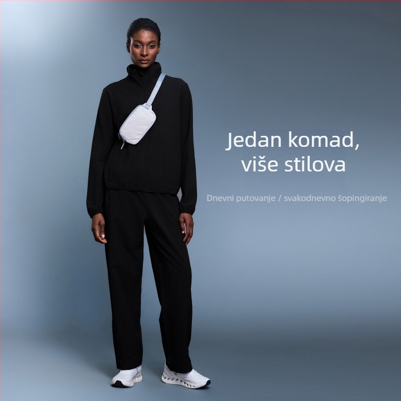 Ženska vanjska sportska jakna: vodootporna i otporna na vjetar, sa stojećim ovratnikom, dugim rukavima, bez podstava