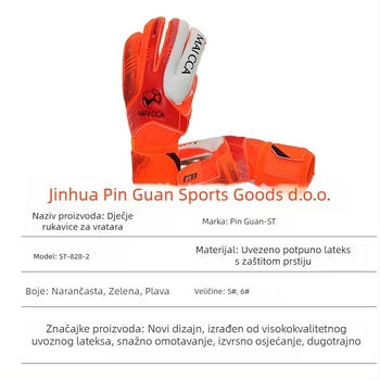 Rukavice golmana za djecu, latex s zaštitom prstiju, ST-828-2, Pinguan, nogometni trening