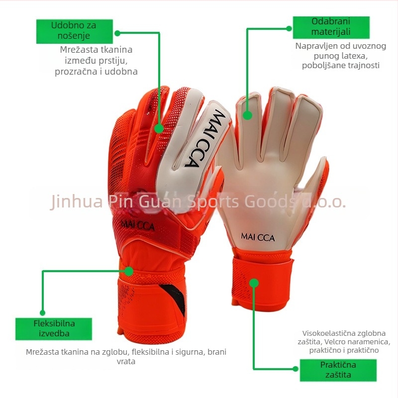Rukavice golmana za djecu, latex s zaštitom prstiju, ST-828-2, Pinguan, nogometni trening