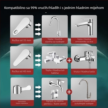 Držač slavine za hladnu i toplu vodu s kutnim ventilom i jezgrom – ABS + nehrđajući čelik, moderan minimalistički stil, Yipin Impression