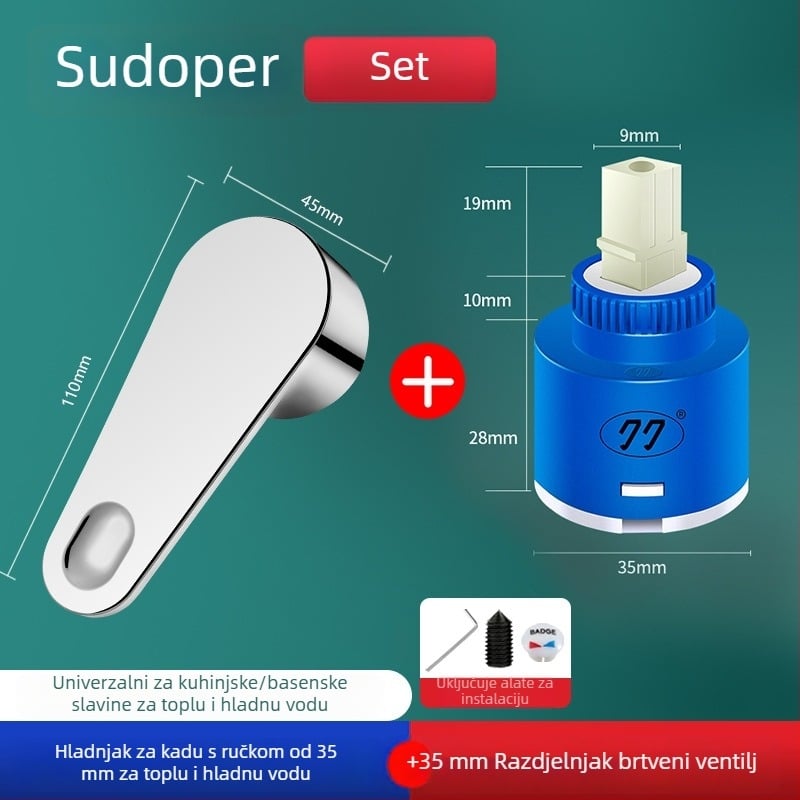 Držač slavine za hladnu i toplu vodu s kutnim ventilom i jezgrom – ABS + nehrđajući čelik, moderan minimalistički stil, Yipin Impression