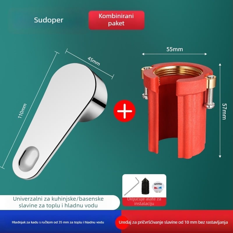 Držač slavine za hladnu i toplu vodu s kutnim ventilom i jezgrom – ABS + nehrđajući čelik, moderan minimalistički stil, Yipin Impression