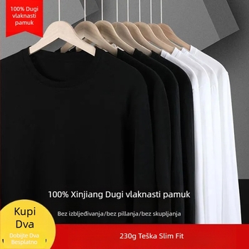 Muška majica s dugim rukavima, slim fit, okrugli izrez, gusta tkanina, 96%+ pamuk.