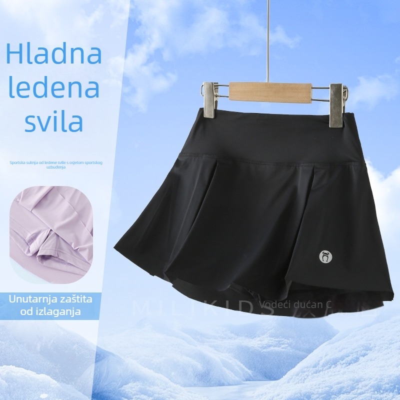 Dječja plisirana suknja za badminton, brzo se suši ice silk materijal, 89,1% najlon, A-linijski kroj, podstava od najlona, ljeto