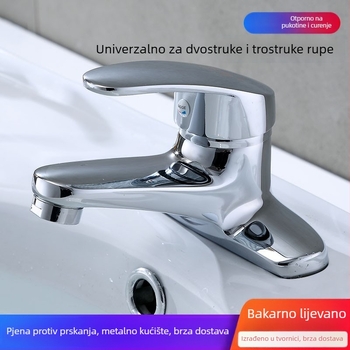 Kupaonski miješalica za umivaonik ispod ploče, dvoručni, dvostruko otvaranje, keramički ventil, 20 mm ulaz/izlaz