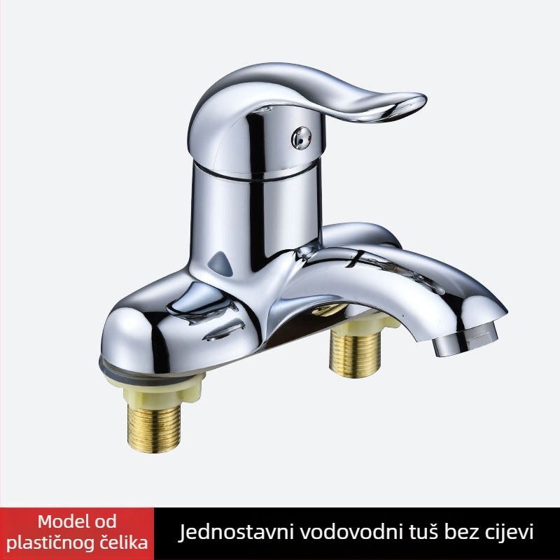 Kupaonski miješalica za umivaonik ispod ploče, dvoručni, dvostruko otvaranje, keramički ventil, 20 mm ulaz/izlaz