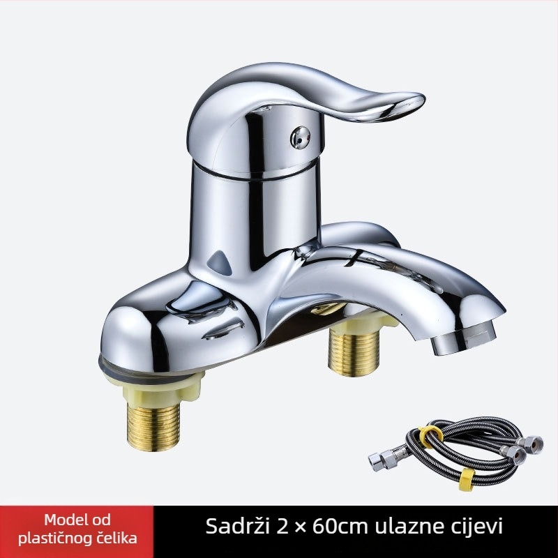 Kupaonski miješalica za umivaonik ispod ploče, dvoručni, dvostruko otvaranje, keramički ventil, 20 mm ulaz/izlaz