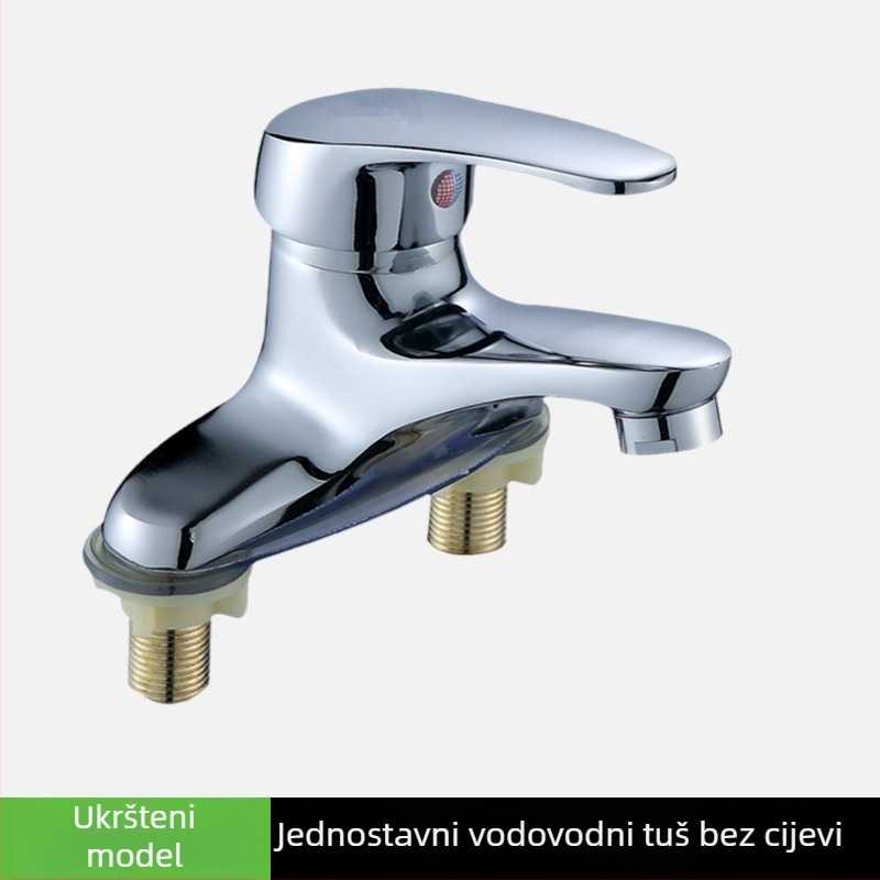 Kupaonski miješalica za umivaonik ispod ploče, dvoručni, dvostruko otvaranje, keramički ventil, 20 mm ulaz/izlaz