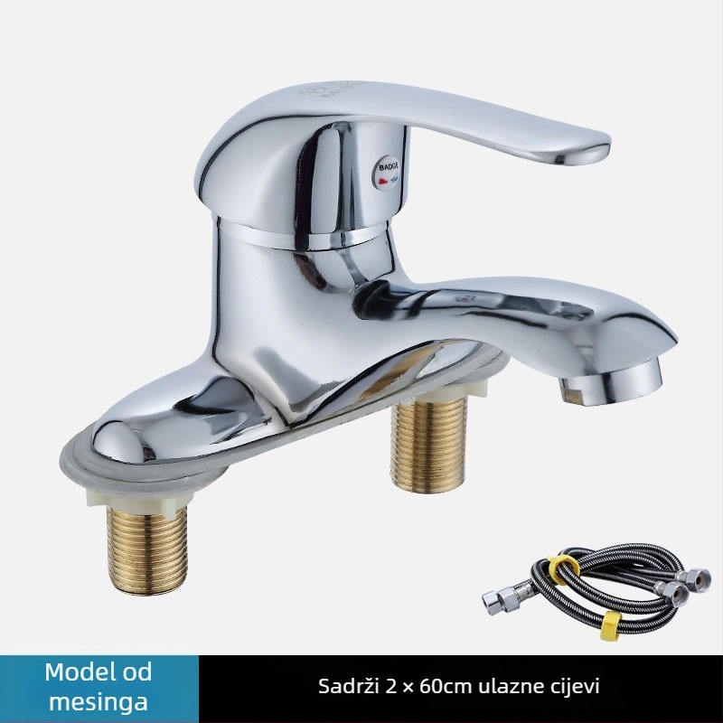 Kupaonski miješalica za umivaonik ispod ploče, dvoručni, dvostruko otvaranje, keramički ventil, 20 mm ulaz/izlaz