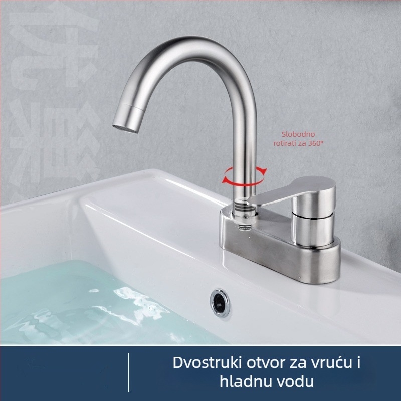 Kupaonski miješalica za umivaonik ispod ploče, dvoručni, dvostruko otvaranje, keramički ventil, 20 mm ulaz/izlaz