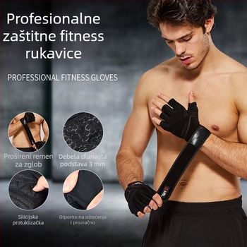 Rukavice za treninge za fitness s zaštitom dlanova – neklizajući grip, poliestersko vlakno, za odrasle, za vanjski fitness i vožnju bicikla