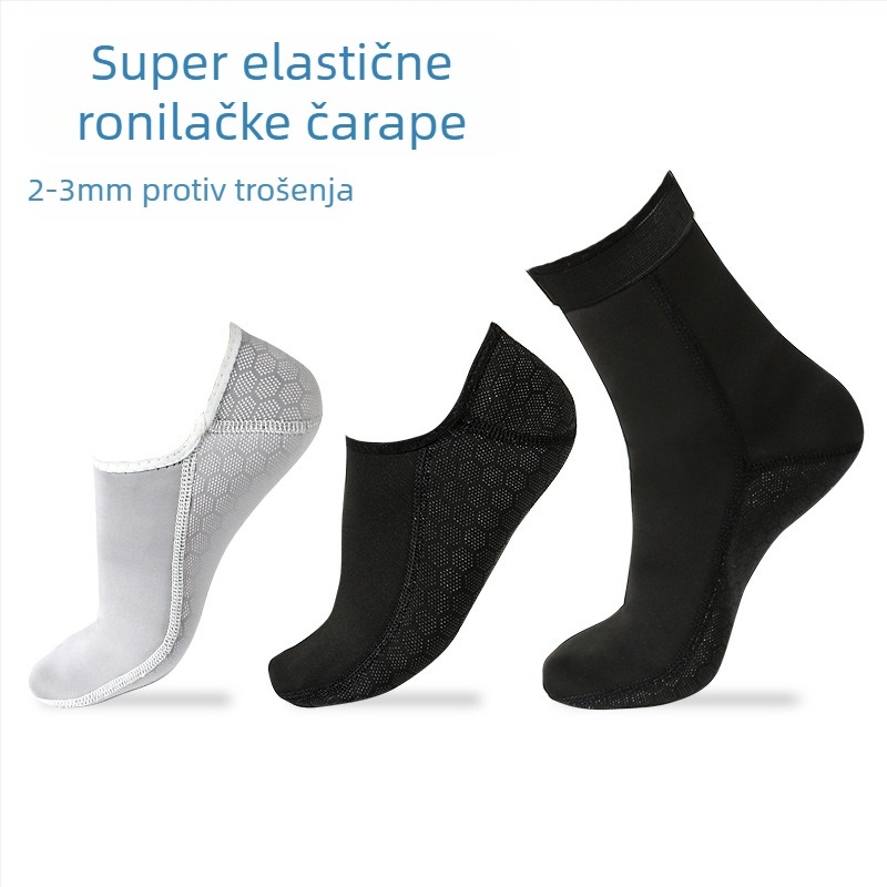 Potapljačke čarape, 3 mm, SBR materijal, izuzetno elastična tkanina, stil fliper čarape
