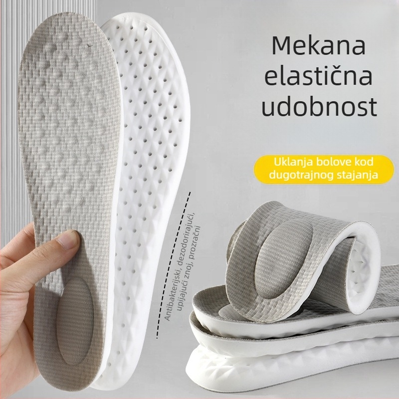Sportske uloške – PU materijal s antibakterijskom vlaknastom tkaninom; prozračan i upija znoj; visoko elastično ublažavanje udara; masažni učinak i dezodorant; unisex, kompatibilne s tenisicama, kožnim cipelama, čizmama, casual i radnim cipelama