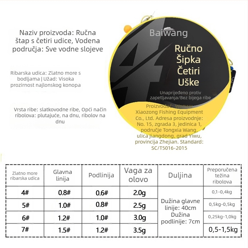 Kuka za najlonsku liniju s četiri udice, protiv zaplitanja