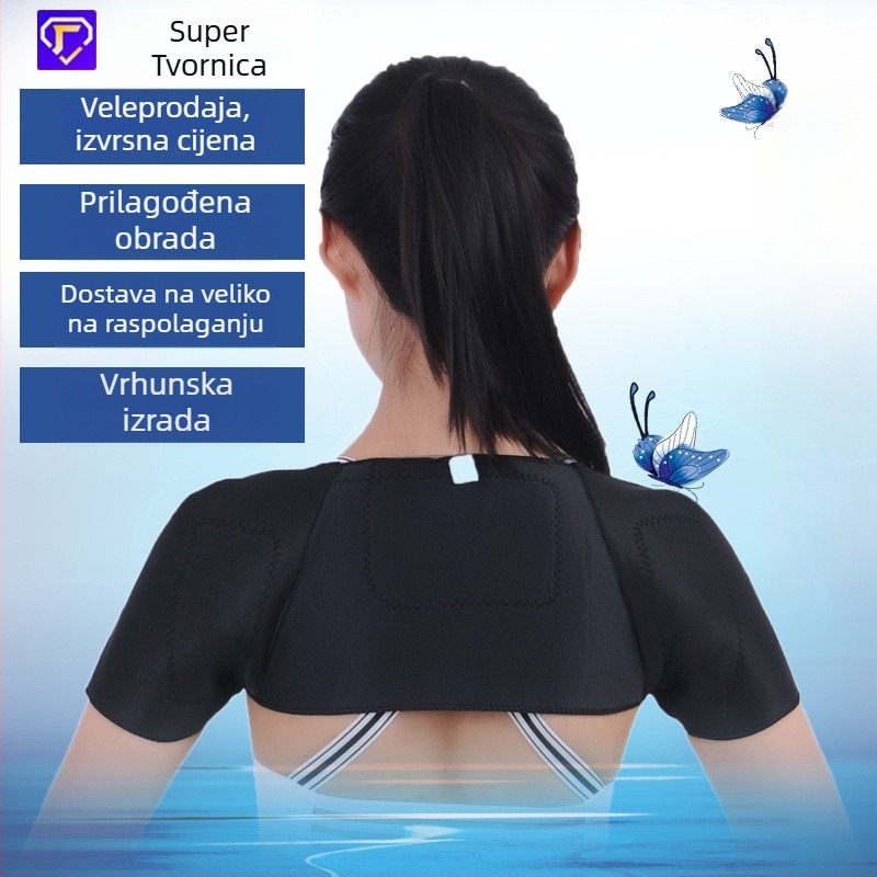 Grijajući pojas za ramena i vrata s turmalinom, pleteni kompozitni materijal i Velcro, za odrasle, pogodan za nogomet i zdravstvenu njegu, mogućnost izrade izvezenih natpisa