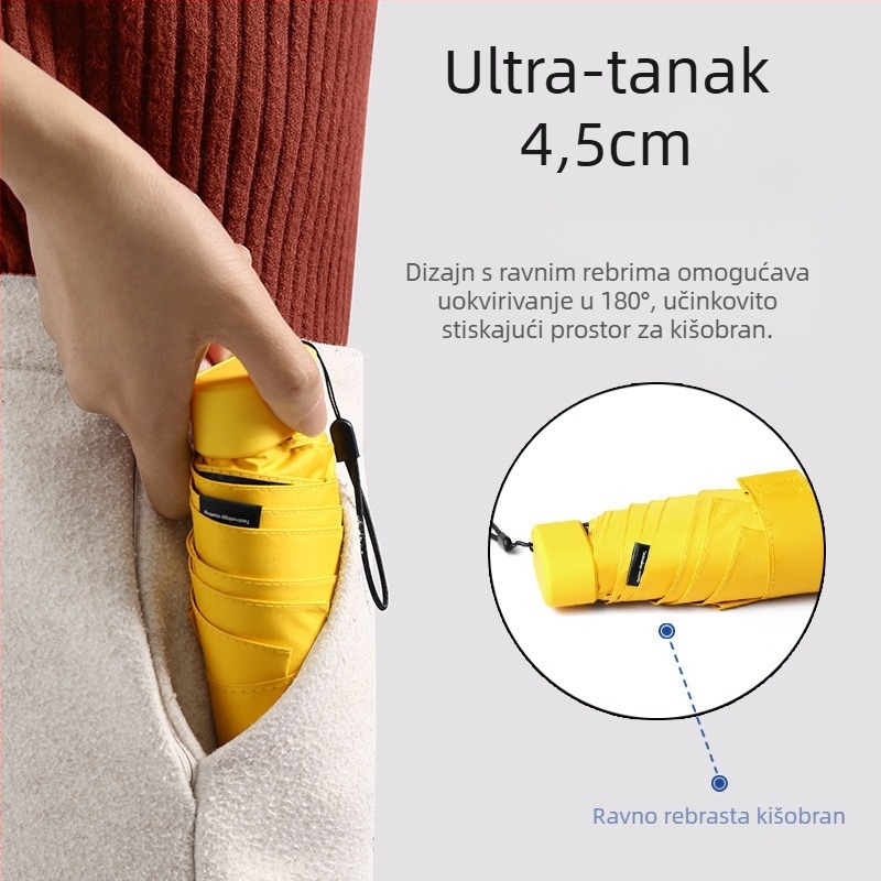 Petdijelni sunčanik i kišobran, ručno otvaranje, 6 rebara, UPF > 50, 210T tkanina