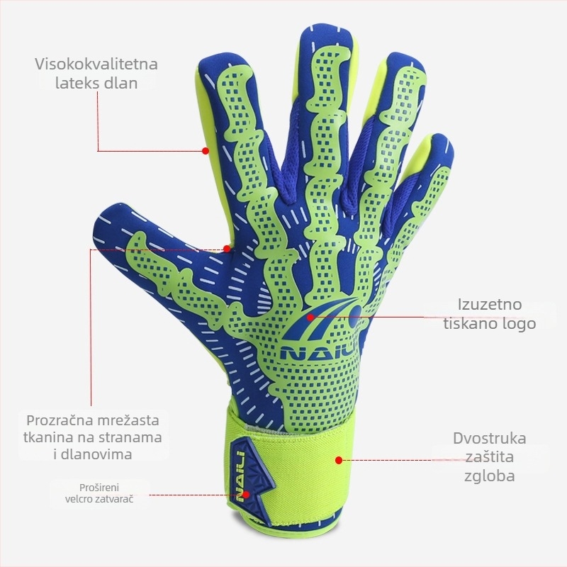 Naili profesionalne golmanske rukavice za nogomet - latex, protuklizne, otporne, zaštita prstiju, unisex, trening