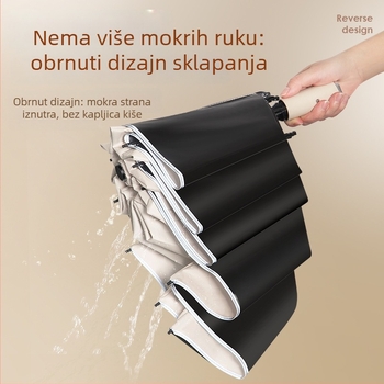 Automatski trodijelni kišobran s 8 rebara, plastična navlaka, aluminijska drška