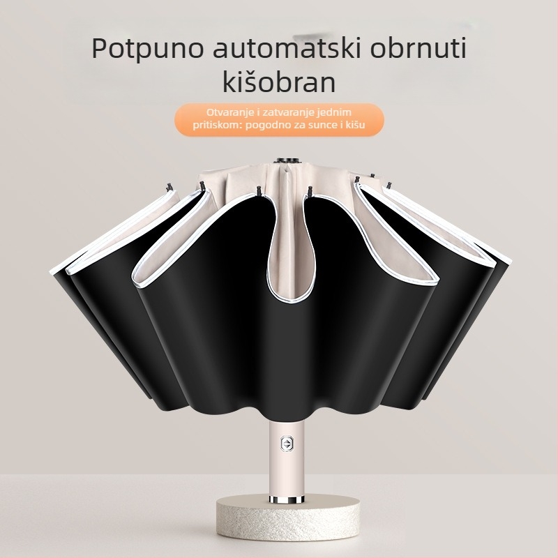 Automatski trodijelni kišobran s 8 rebara, plastična navlaka, aluminijska drška