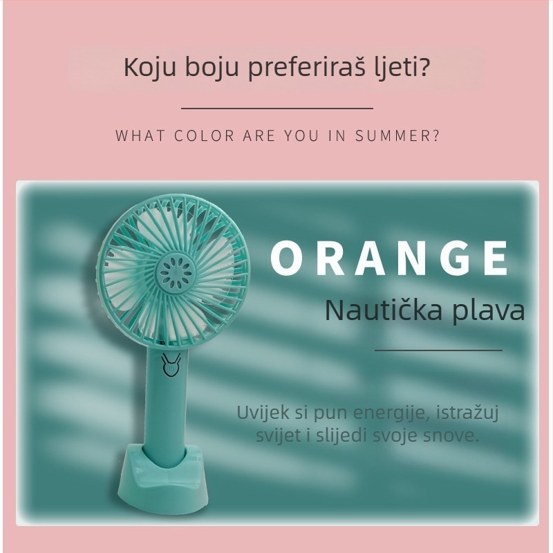 Prijenosni vanjski ručni ventilator, USB punjivi, tih, 4 lopatice, 3 brzine