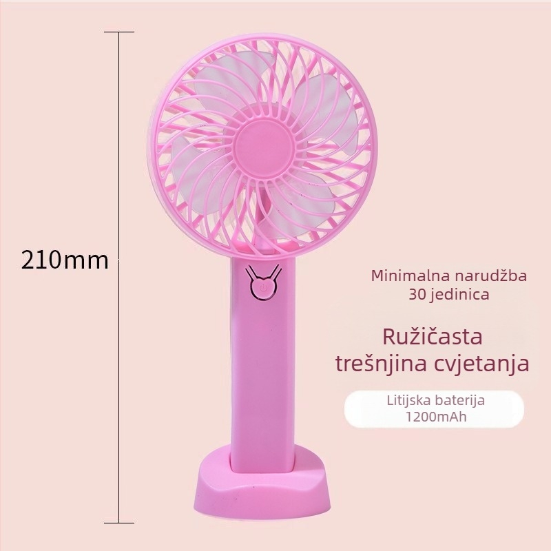 Prijenosni vanjski ručni ventilator, USB punjivi, tih, 4 lopatice, 3 brzine
