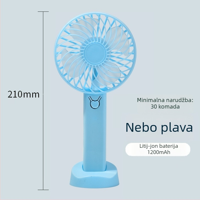 Prijenosni vanjski ručni ventilator, USB punjivi, tih, 4 lopatice, 3 brzine