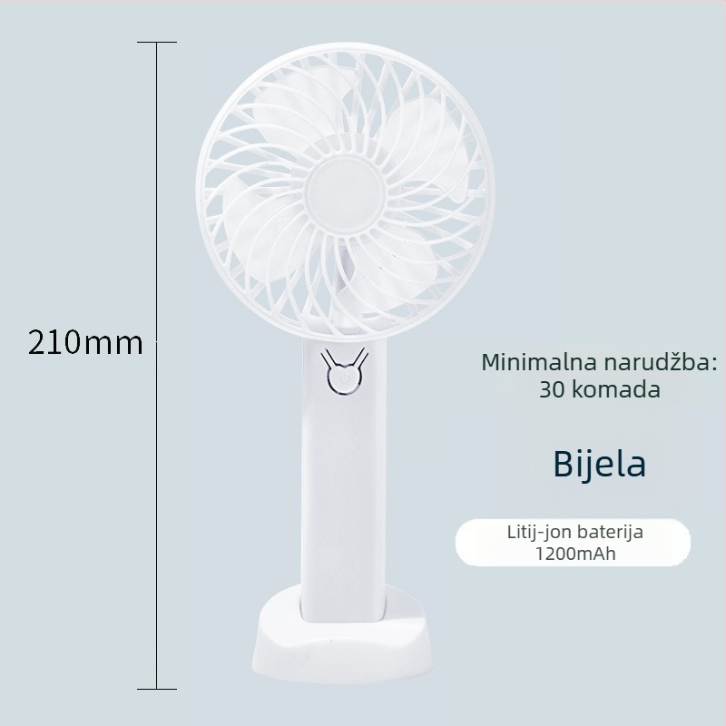 Prijenosni vanjski ručni ventilator, USB punjivi, tih, 4 lopatice, 3 brzine