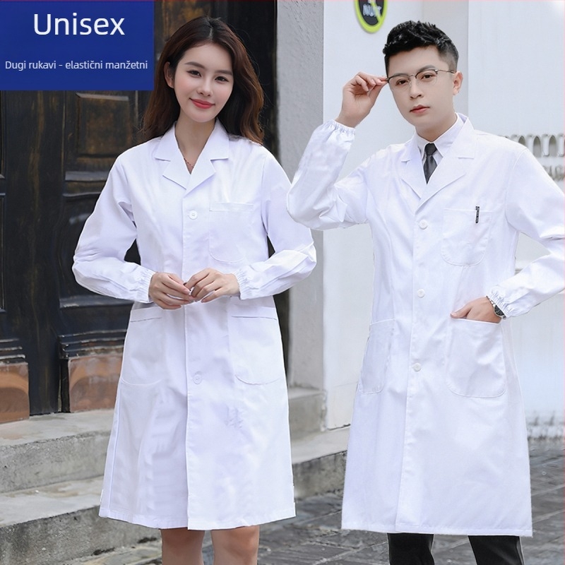 Unisex medicinski kaput za klinike i laboratorije, pamuk materijal, vlage odvodi i upijanje znoja, Medical Diamond marka, pogodan za sve četiri sezone, proljeće 2025.