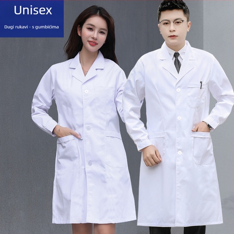 Unisex medicinski kaput za klinike i laboratorije, pamuk materijal, vlage odvodi i upijanje znoja, Medical Diamond marka, pogodan za sve četiri sezone, proljeće 2025.