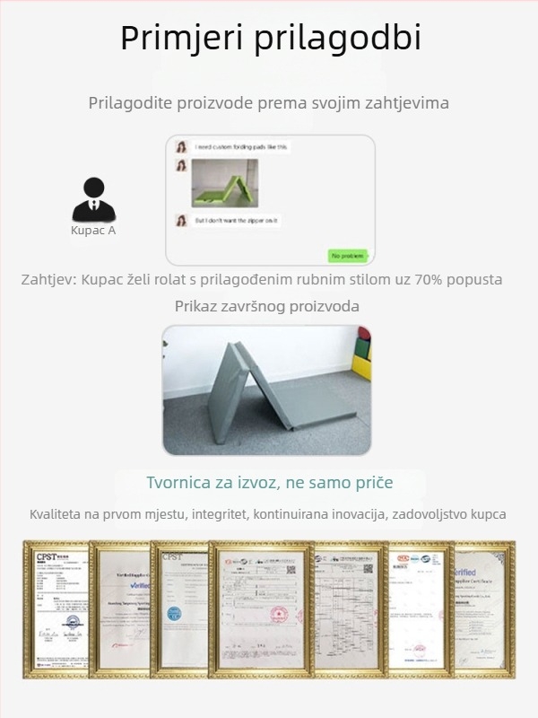 Sklopiva fitness podloga s debelim spužvastim slojem i platnenim pokrovom, za trbušnjake, kalisteniku, plesne treninge i kućne vježbe (1 kom)