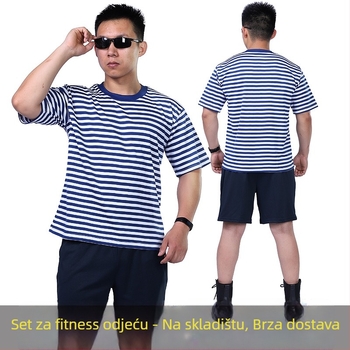 Unisex set za trening – mješavina pamuka, brzo sušenje, odvlaživanje vlage, jednobojna, ljeto, majica kratkih rukava i šorcevi