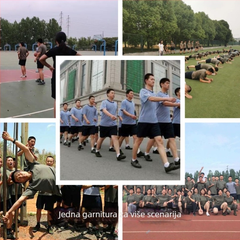 Unisex set za trening – mješavina pamuka, brzo sušenje, odvlaživanje vlage, jednobojna, ljeto, majica kratkih rukava i šorcevi