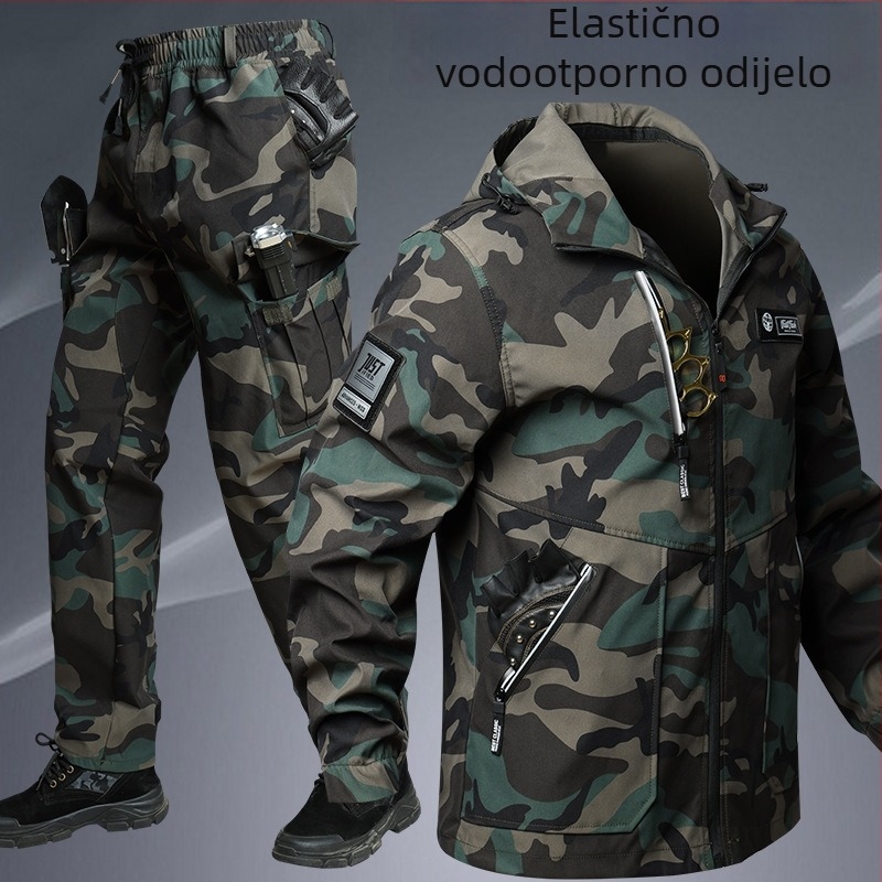 Unisex radni set s kamuflažnim uzorkom, mješavina kemijskih vlakana, prozračan, otporan na habanje, proljeće–jesen